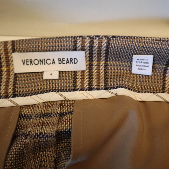 Veronica Beard Tani Pant Brown Check Plaid Classic Trousers Size 4 - Picture 6 of 8